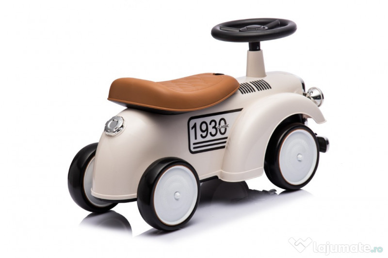 Masinuta premergator fara pedale Kinderauto Retro Baby Car White