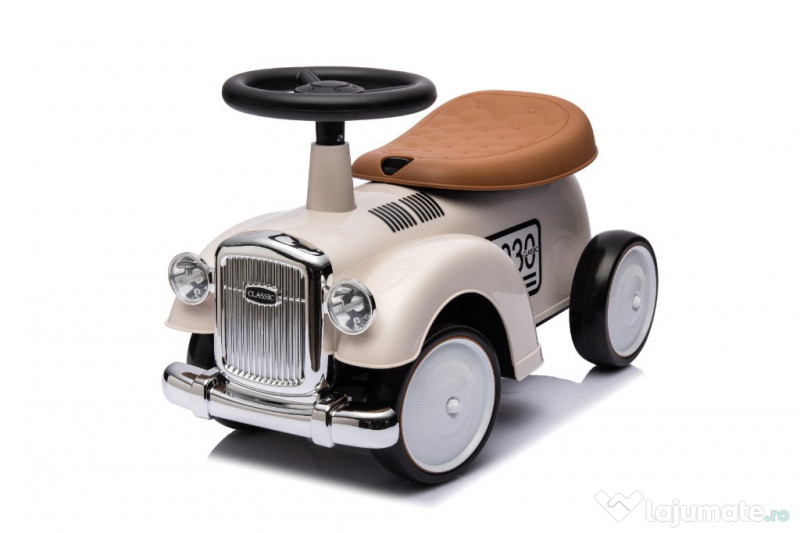 Masinuta premergator fara pedale Kinderauto Retro Baby Car White