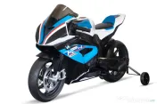 Motocicleta electrica BMW HP4 2x 45W 12V cu roti moi, scaun tapitat 