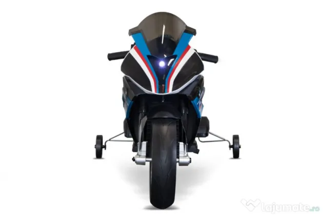 Motocicleta electrica BMW HP4 2x 45W 12V cu roti moi, scaun tapitat