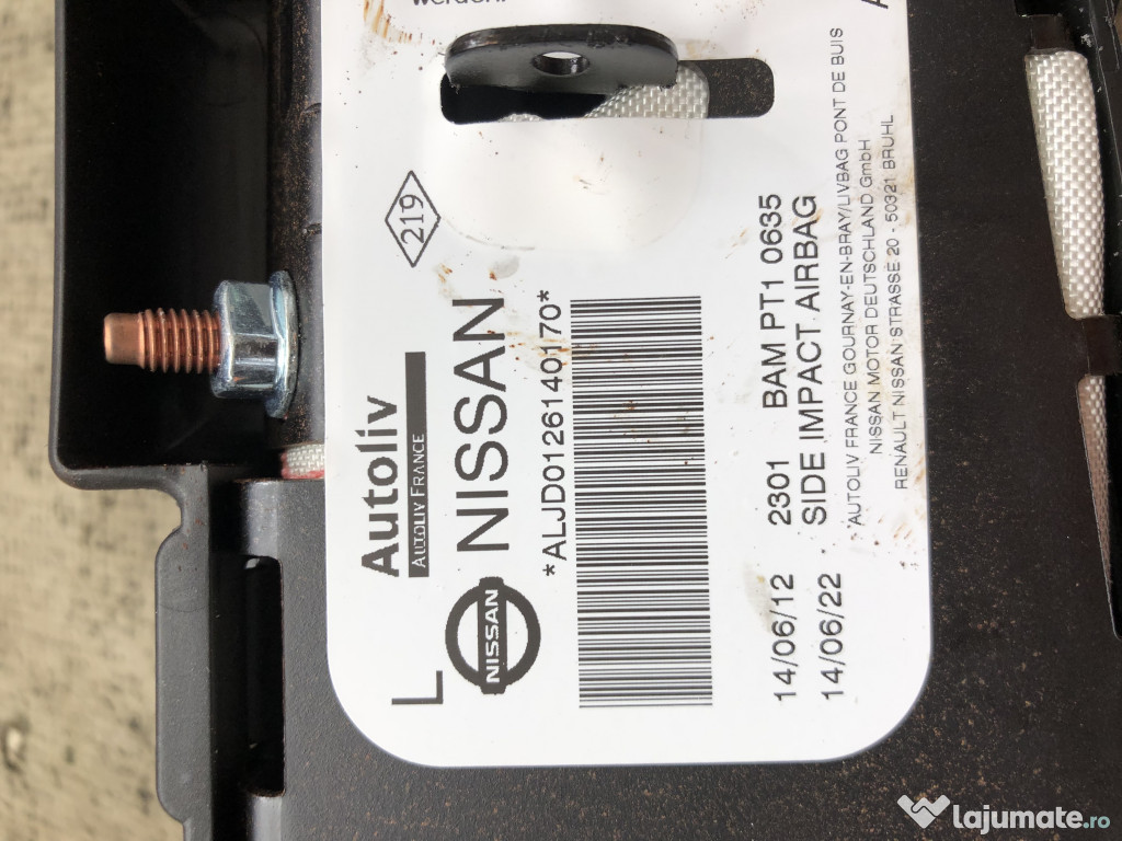 Airbag scaun stanga fata Nissan Qashqai 2012