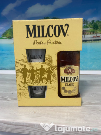 Zarea coniac milcov 5 *, 0.5 l, alc 28 %, pachet cu 2 pahare