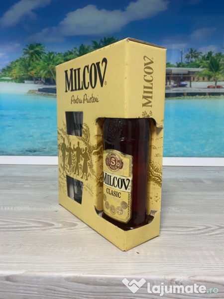 Zarea coniac milcov 5 *, 0.5 l, alc 28 %, pachet cu 2 pahare