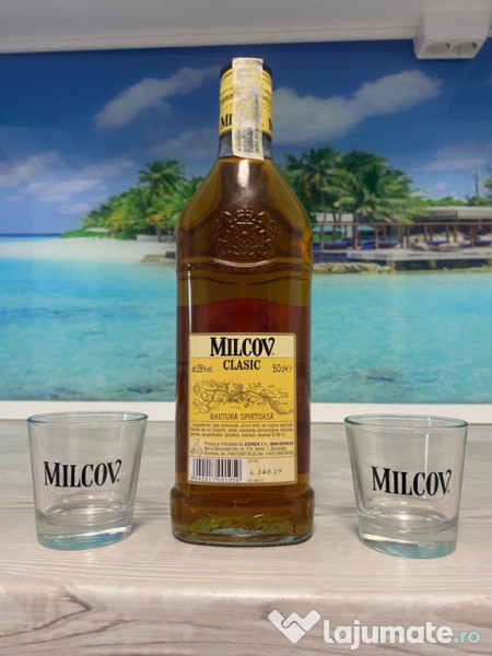 Zarea coniac milcov 5 *, 0.5 l, alc 28 %, pachet cu 2 pahare