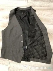 Vestă de costum Slim Fit H&M gri, mărime 36 (S/M) 