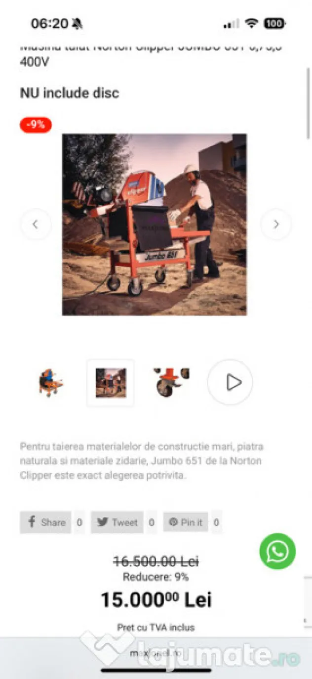 Masina taiat caramida pavaje tigla piatra marmura