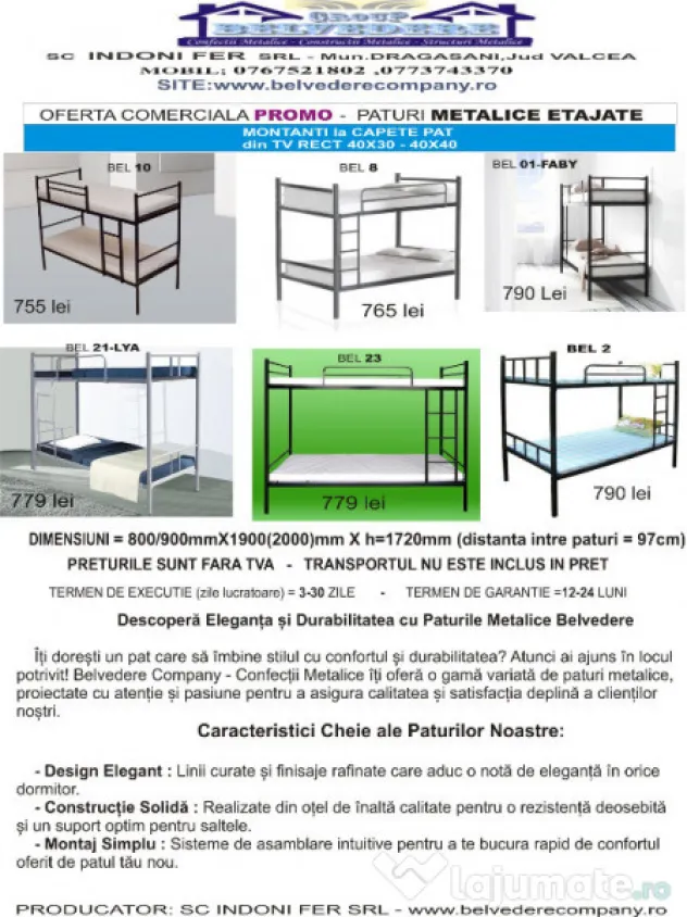 Paturi Metalice Suprapuse in stoc cu livrare imediata!