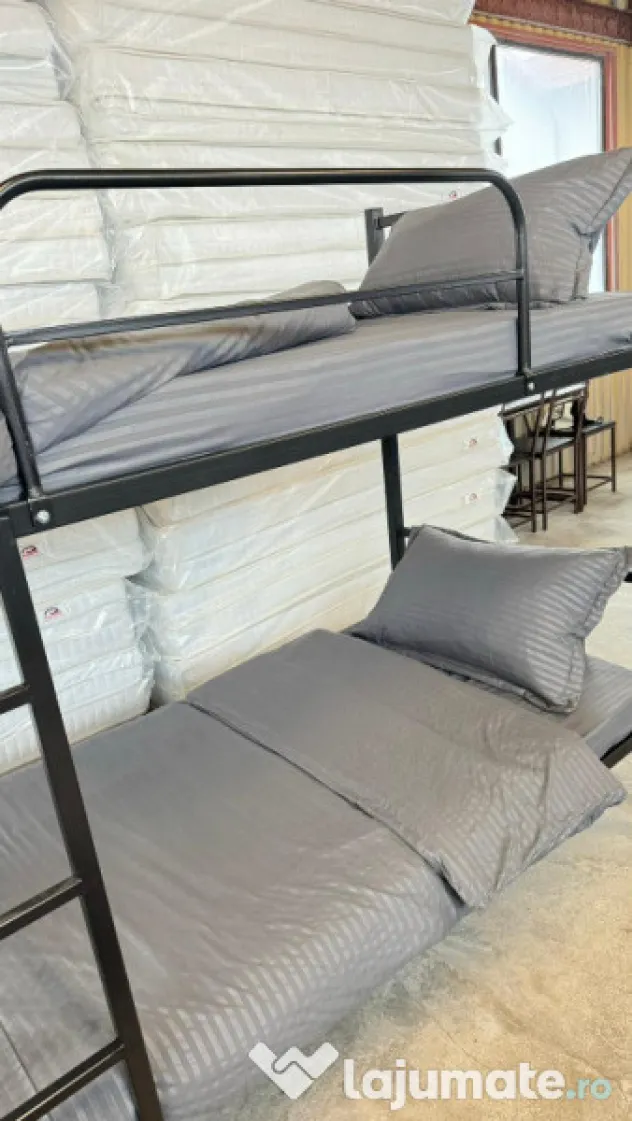Pachet Pat Metalic Etajat BEL 8+ 2 Saltele+ Set Lenjerie– Super Oferta