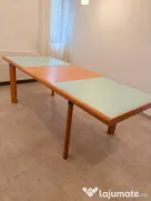 Masa dining din lemn cu blat din sticlă - Mobexpert