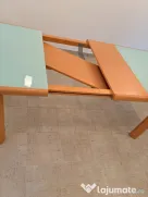 Masa dining din lemn cu blat din sticlă - Mobexpert