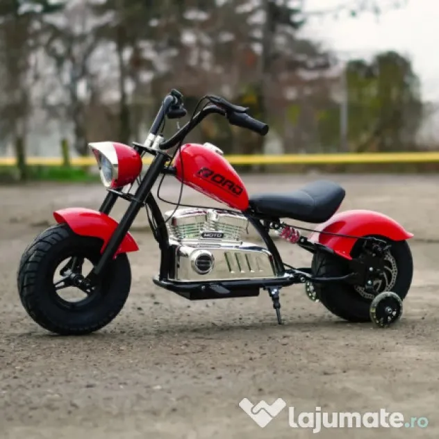 Motocicleta Kinderauto Old School, 300W, 24V, cu roti gonflabile RED