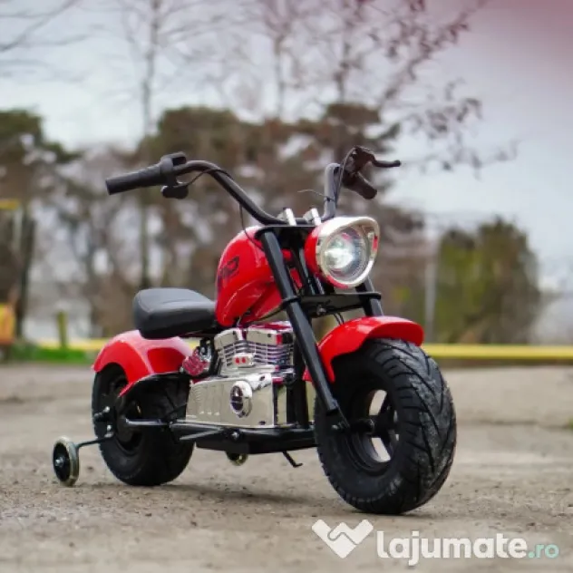 Motocicleta Kinderauto Old School, 300W, 24V, cu roti gonflabile RED