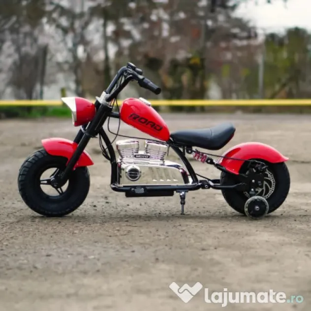 Motocicleta Kinderauto Old School, 300W, 24V, cu roti gonflabile RED