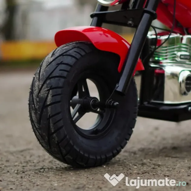 Motocicleta Kinderauto Old School, 300W, 24V, cu roti gonflabile RED
