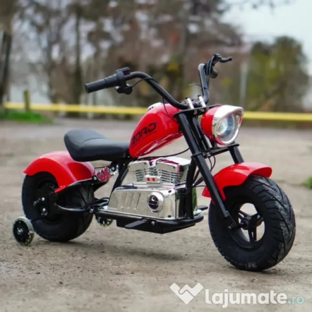 Motocicleta Kinderauto Old School, 300W, 24V, cu roti gonflabile RED