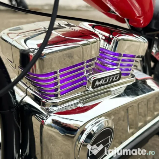 Motocicleta Kinderauto Old School, 300W, 24V, cu roti gonflabile RED
