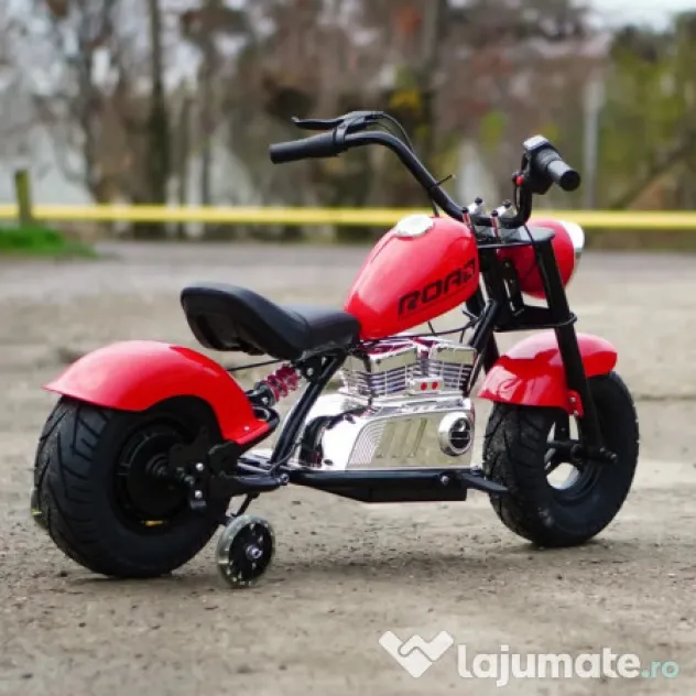 Motocicleta Kinderauto Old School, 300W, 24V, cu roti gonflabile RED