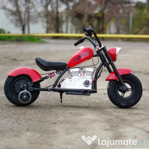 Motocicleta Kinderauto Old School, 300W, 24V, cu roti gonflabile RED
