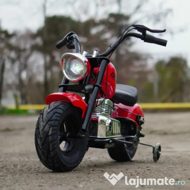 Motocicleta Kinderauto Old School, 300W, 24V, cu roti gonflabile RED