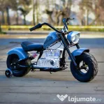 Motocicleta Kinderauto Old School, 300W, 24V, cu roti gonflabile Grey