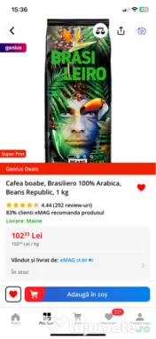 Cafea boabe Brasileiro 100% Arabica, Beans Republic, 1 kg 