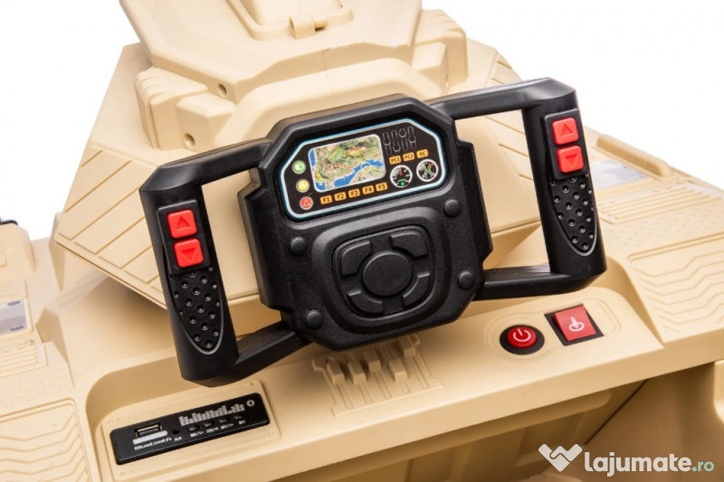 Tanculet electric Kinderauto Commander 2x120W, 24V 12Ah, Army Bej