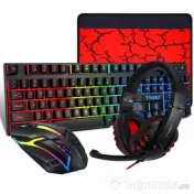 Set gaming 4 in 1, tastatura RGB, mouse, mouse pad, casti 