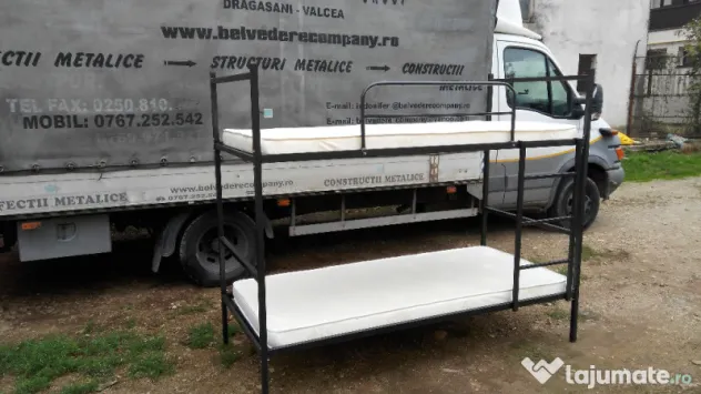 Ansamblu pat metalic etajat - model BEL 8 - Livrare din Stoc