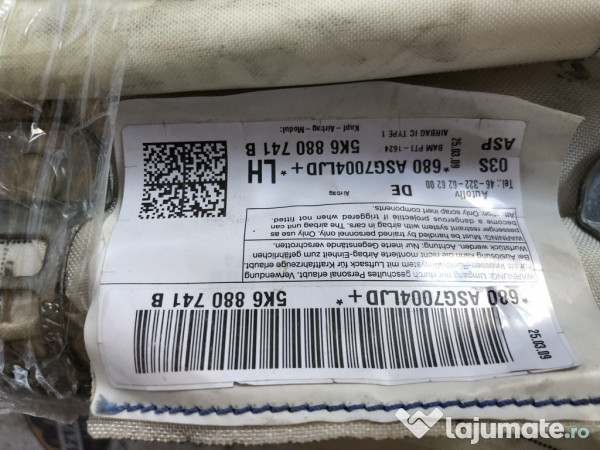 Airbag cortina stanga Volkswagen Golf 6 Hatchback 2009