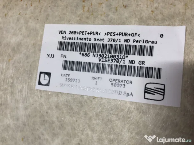 Plafon material Seat Leon 2015