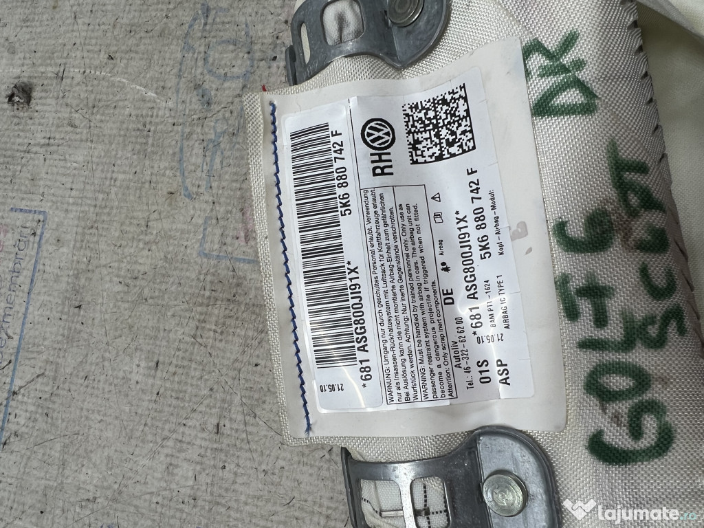 Airbag cortina dreapta Volkswagen Golf 6 Hatchback 2010