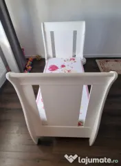 Pătuț 3în1 bebelusi/Pat Junior/Sofa chic și scaun de servit masa 