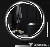 Oglinda Rotunda Iluminata Led, dimabila, reglaj culoare, dezaburire