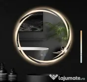 Oglinda Rotunda Iluminata Led, dimabila, reglaj culoare, dezaburire 