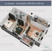 Apartament 3 camere/ bloc nou/ finisaje premium/toate utilit