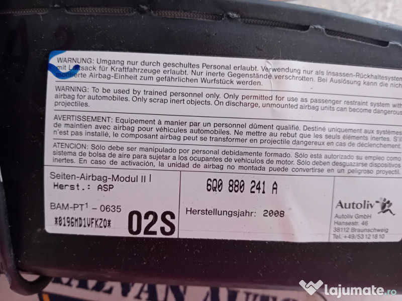 Airbag scaun stanga fata Skoda Fabia 2 2008