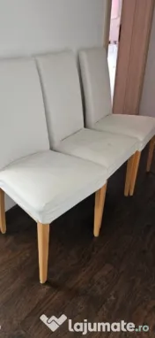 3 Scaune lemn cu husă