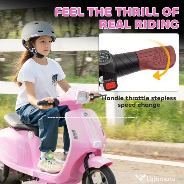 Scuter electric Kinderauto Retro, 350W, 24V 10Ah, roti gonflabile