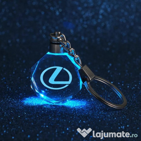 Breloc auto din cristal cu LED - Logo CAR