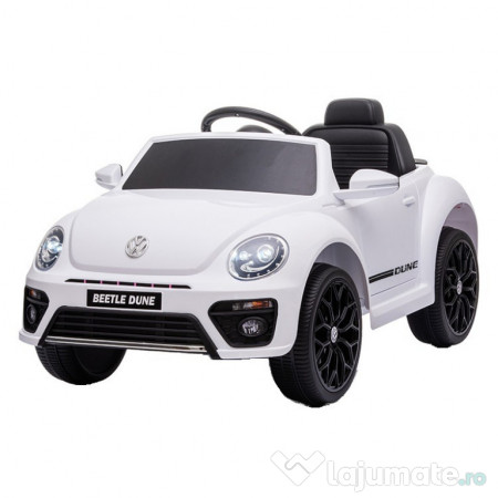 Masinuta electrica VW Beetle Dune 60W 12V, bluetooth amortizoare White