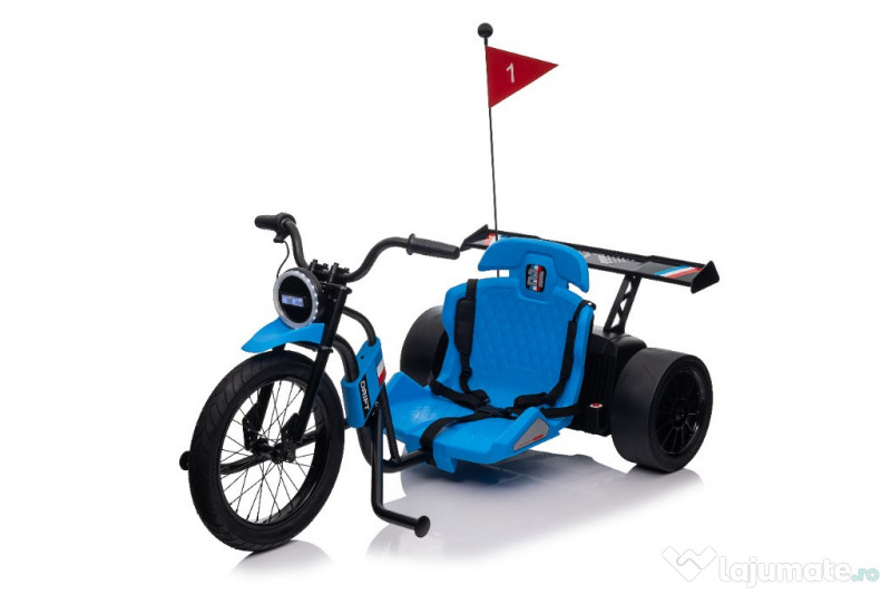Motocicleta electrica, Kinderauto Drift-Trike, 500W, 24V 10Ah Blue