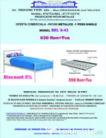 Pat metalic single-1 pers.-rezistent și durabil - La preț promoțional!