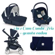 Carucior 3 in 1 Cam Combi Tris, Turcoaz (Carucior, Landou, Scaun Auto) 