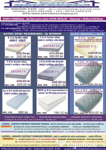 SALTELE ortopedice sau spumogin - pt. dotare paturi