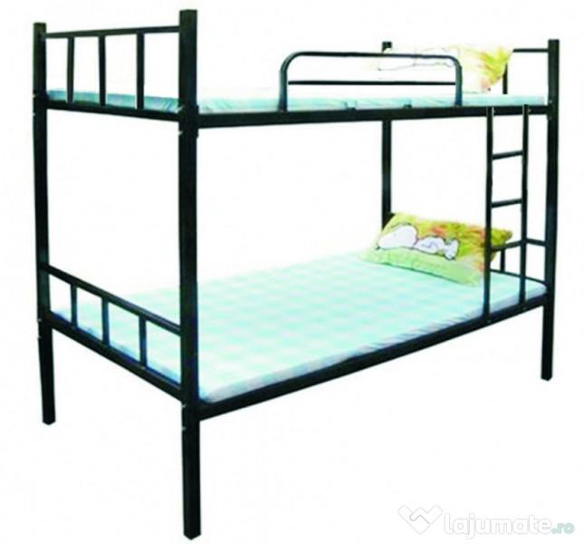 Pat metalic etajat BEL 2+2 saltele +set lenjerie complet–Super Oferta!