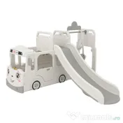 Ansamblu de joaca Kinderplay BUS, 4 in 1 cu tobogan, leagan 