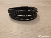 Brățară neagră din piele împletită