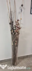 Vaza Sticla & Flori Decorative