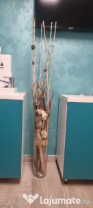 Vaza Sticla & Flori Decorative