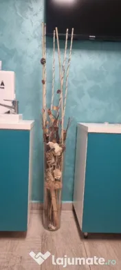 Vaza Sticla & Flori Decorative 